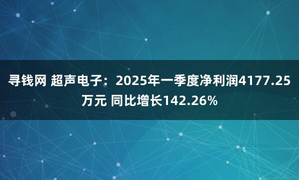 寻钱网 超声电子：2025年一季度净利润4177.25万元 同比增长142.26%