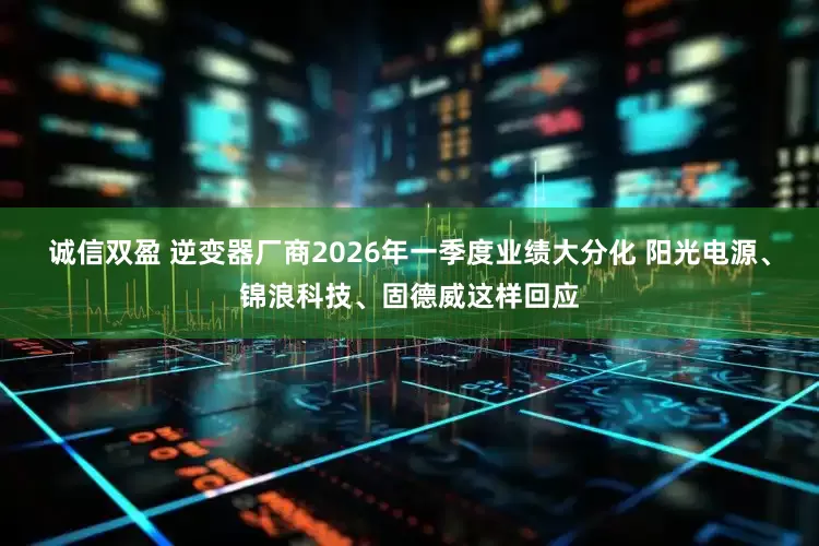 诚信双盈 逆变器厂商2026年一季度业绩大分化 阳光电源、锦浪科技、固德威这样回应